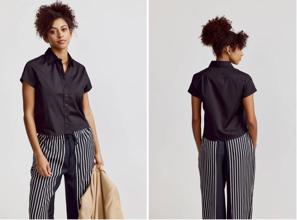 The Shirt by Rochelle Behrens The Boxy Cropped Short Sleeve Shirt sz. XS